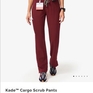 Figs Burgundy Kade Petite Cargo Scrub Pants - XL